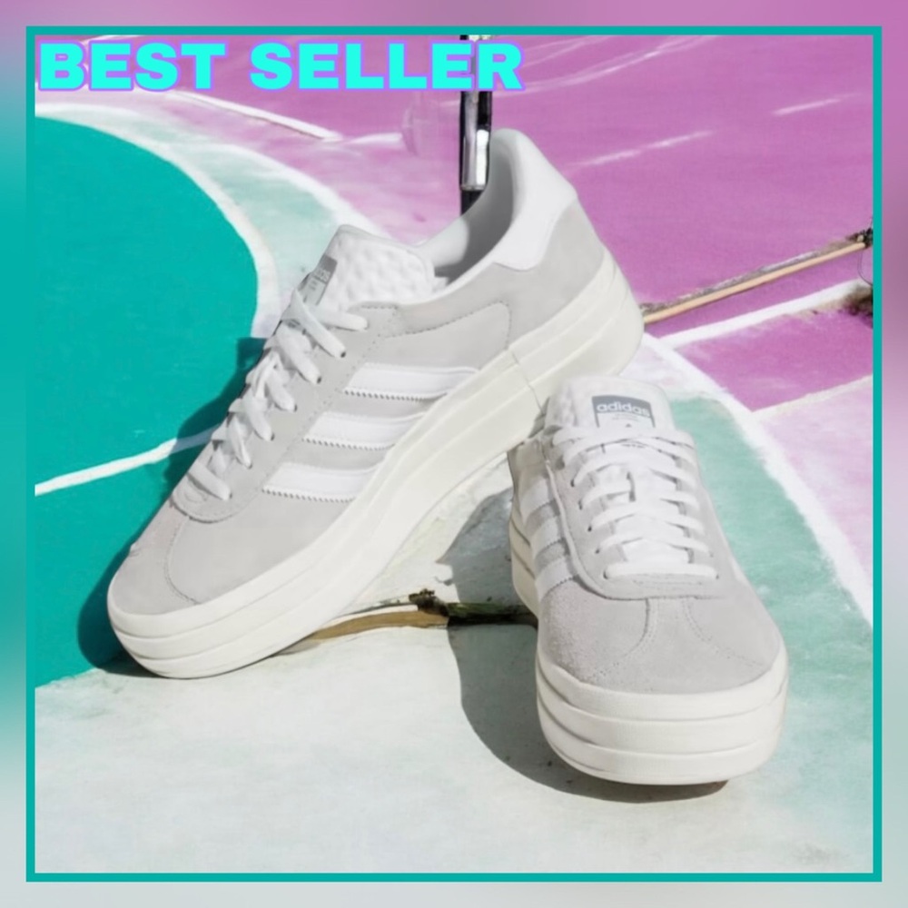 🆕💕ADIDAS Gazelle Bold Women’s 38 EU / 6.5 US • Grey Two-Cloud White-Core White